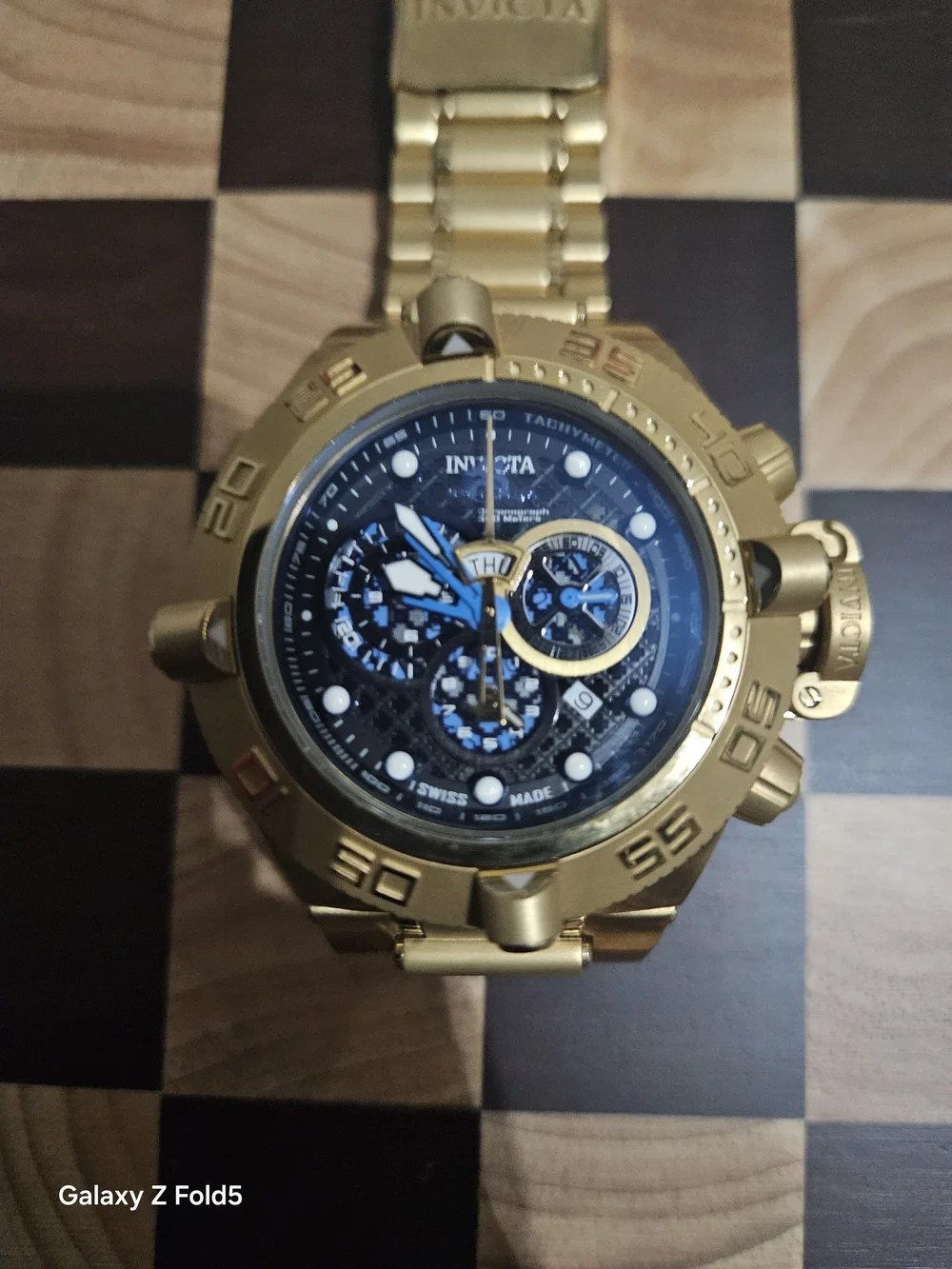 Invicta Gold-Tone SubAqua Chronograph Watch with Black Dial 50mm
